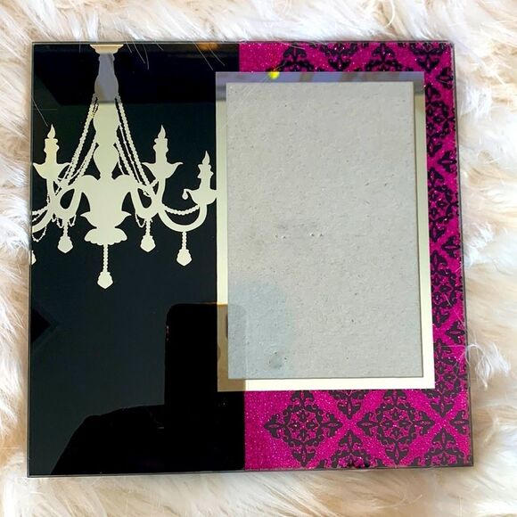 Source Unknown Other - Black Mirror Chandelier and Pink Glitter Glass Picture Frame